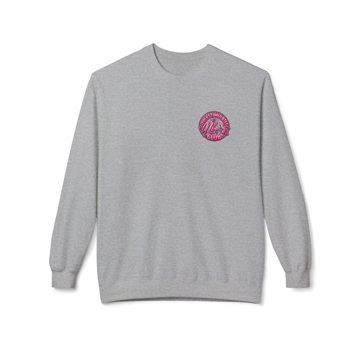 Crewneck Sweatshirt — 'Overstimulated Minds Club' Pink Graphic Crew