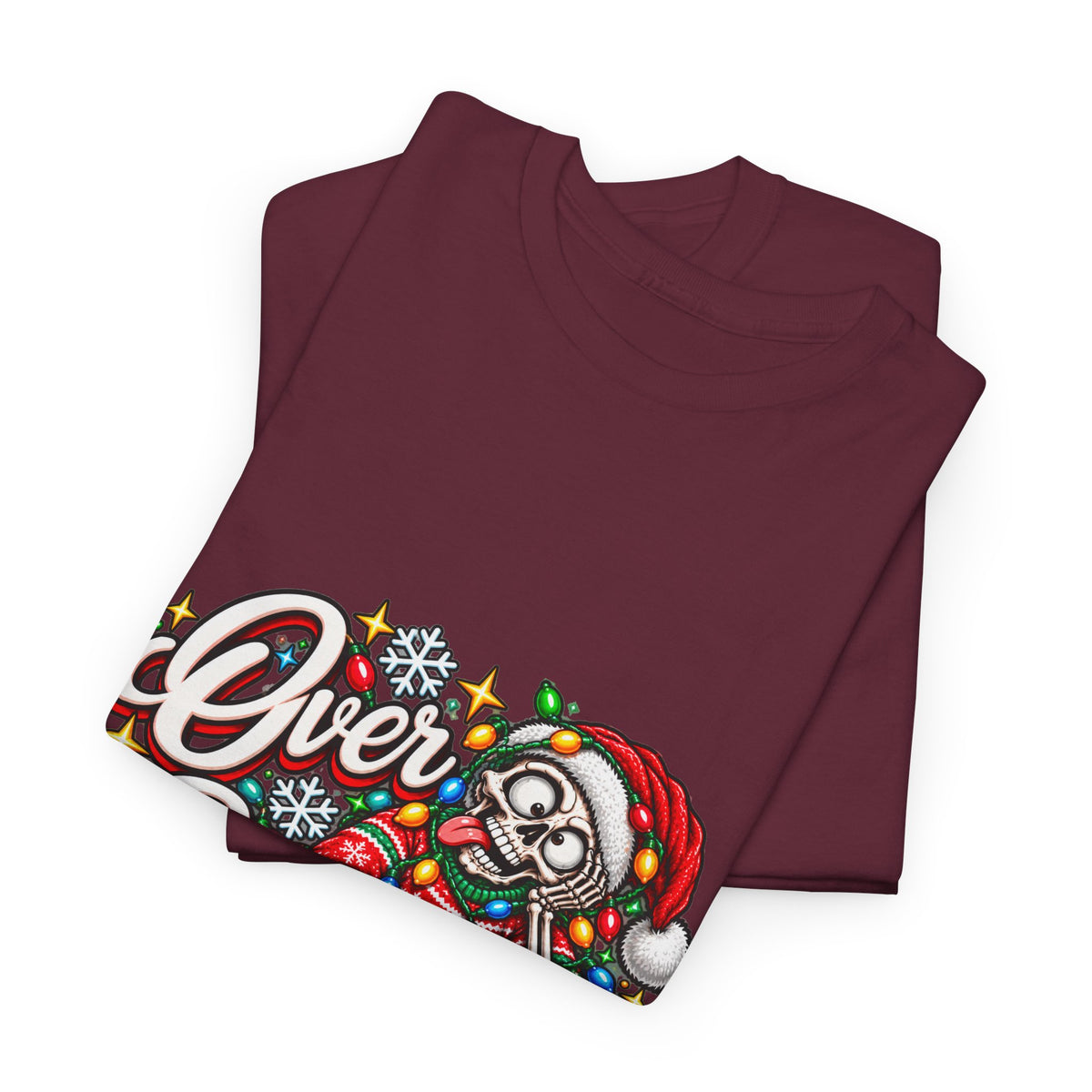 Over Stimulated Christmas Tee — Funny Holiday Santa Candy Lights T-Shirt