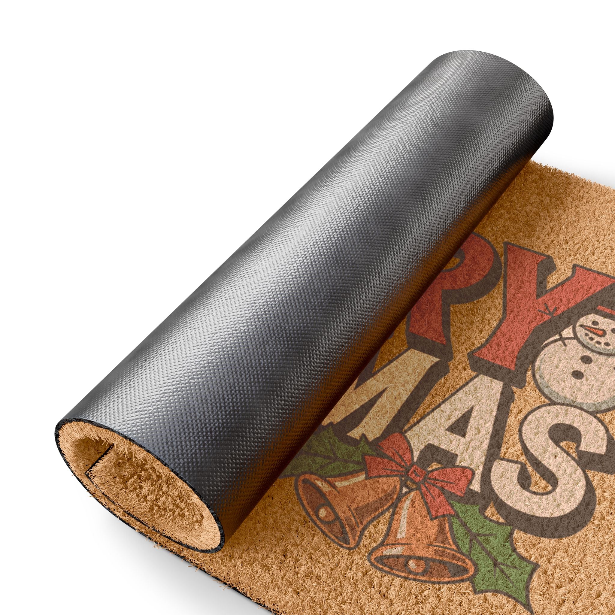 Merry Christmas Doormat | Holiday Santa Hat Snowman Coir Welcome Mat