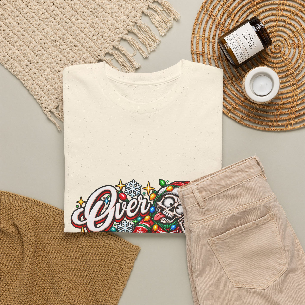 Over Stimulated Christmas Tee — Funny Holiday Santa Candy Lights T-Shirt