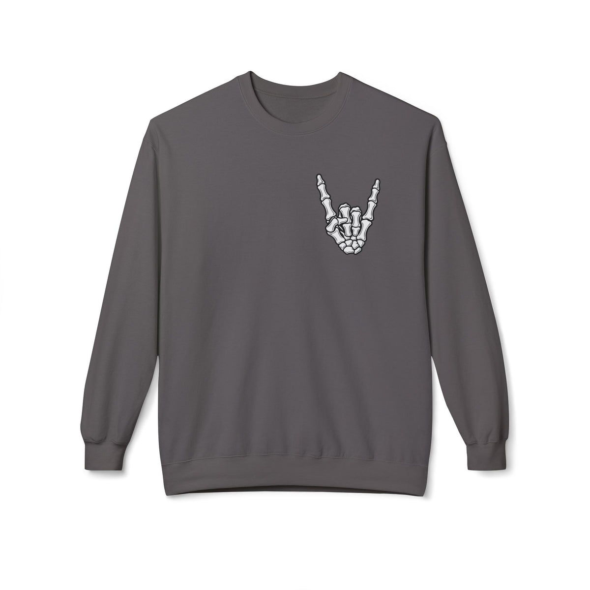 Festive Skull Holiday Sweatshirt — "Overstimulated But Still Festive" Crewneck