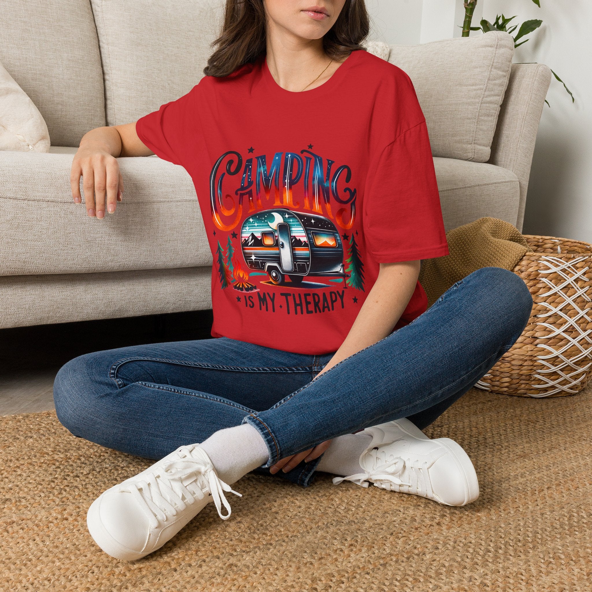 Camping Retro Camper T-Shirt | Camping Is My Therapy
