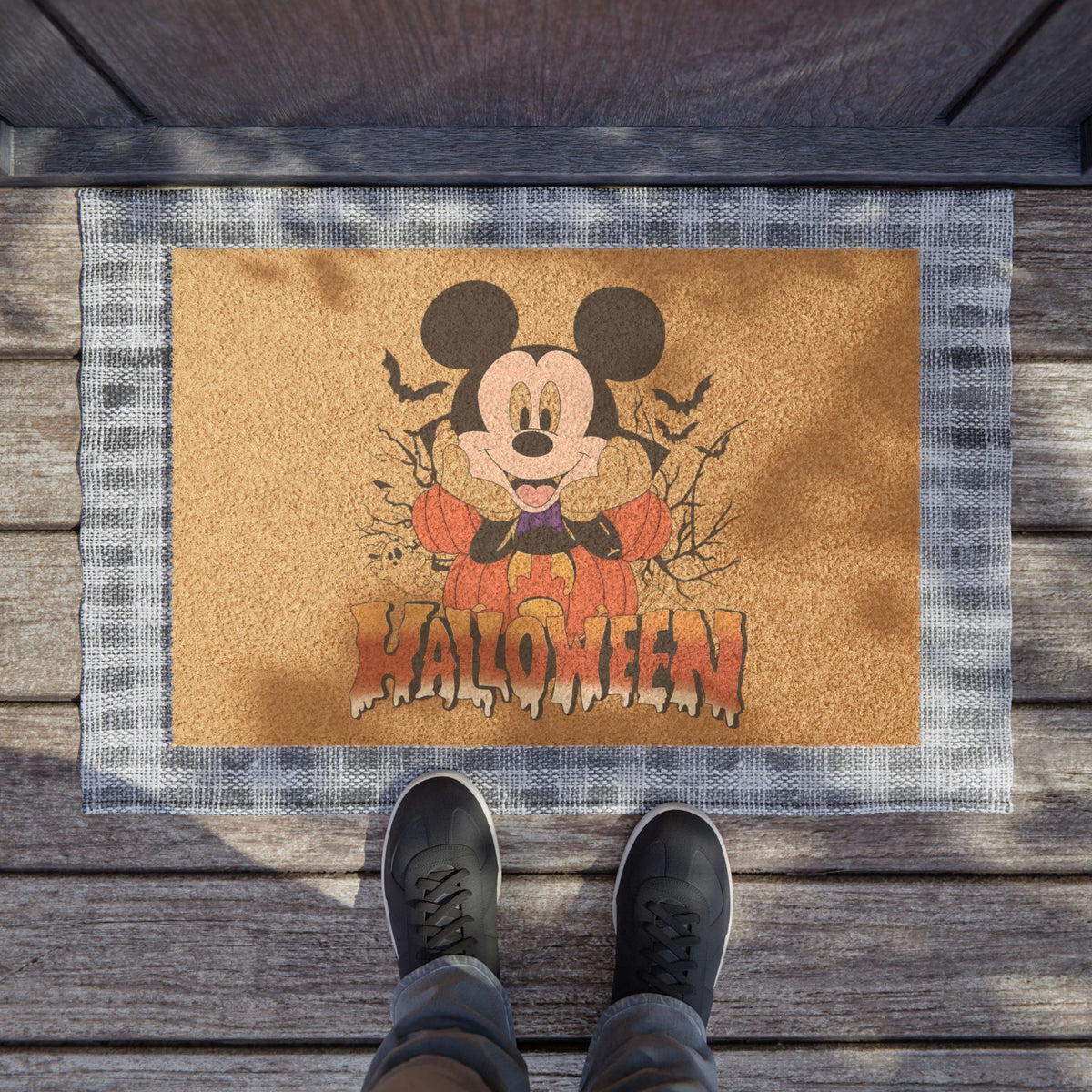 Halloween Mickey Doormat — Cute Pumpkin Front Door Mat