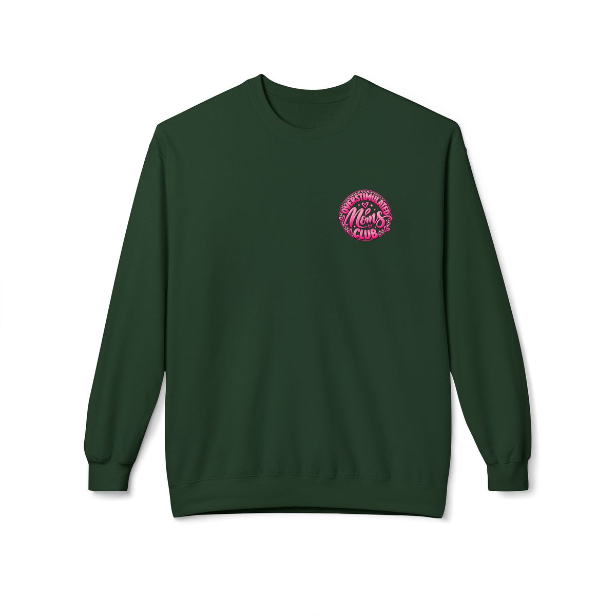 Crewneck Sweatshirt — 'Overstimulated Minds Club' Pink Graphic Crew