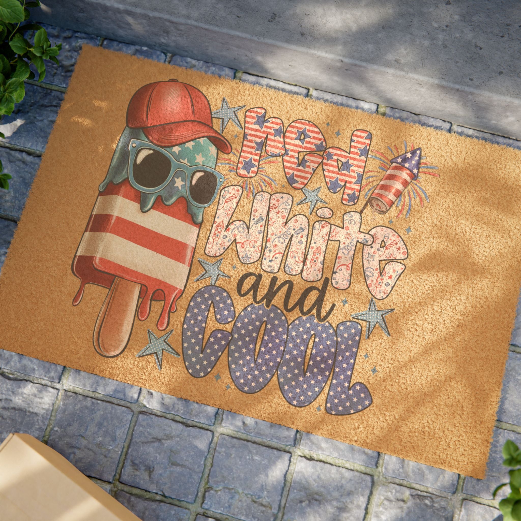 Red White and Cool Popsicle Doormat