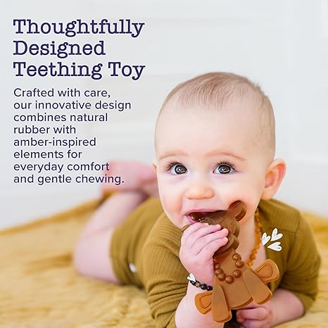 Natural Rubber & Baltic Amber Teething Toy – The Little Bamber