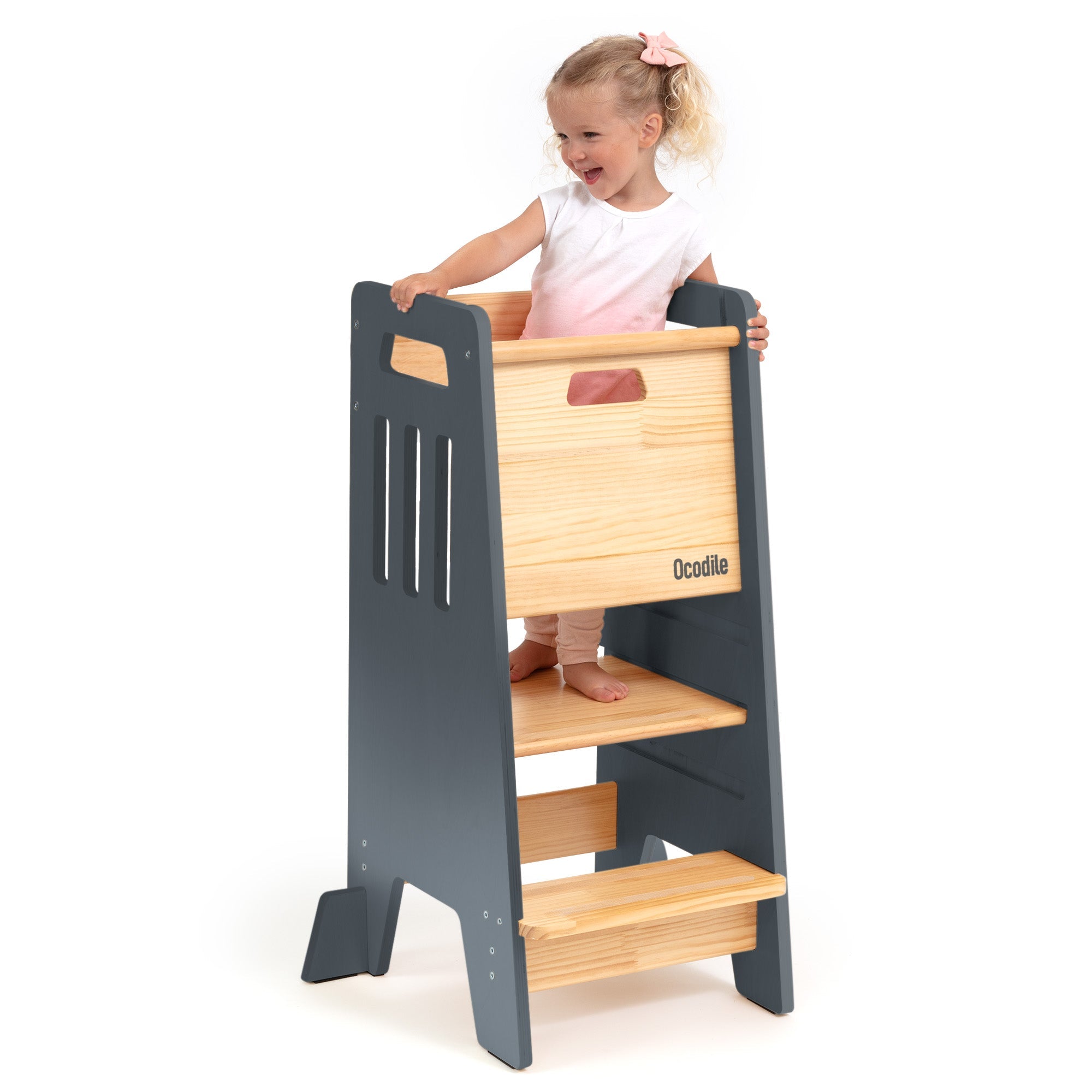 Standing Toddler Tower with Sliding Safety Door