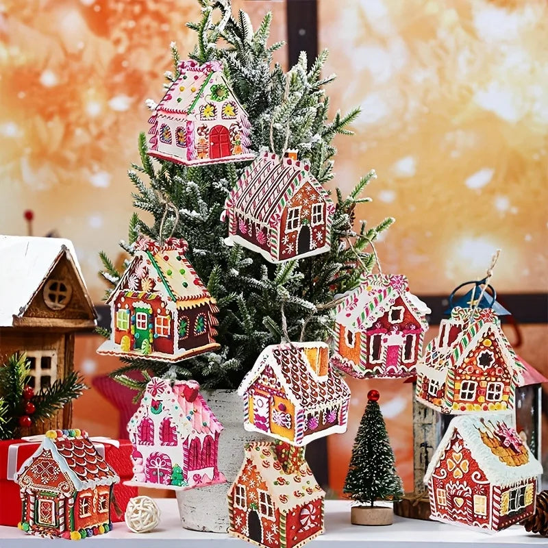 Christmas Wooden House Ornament – Holiday Tree & Home Decor