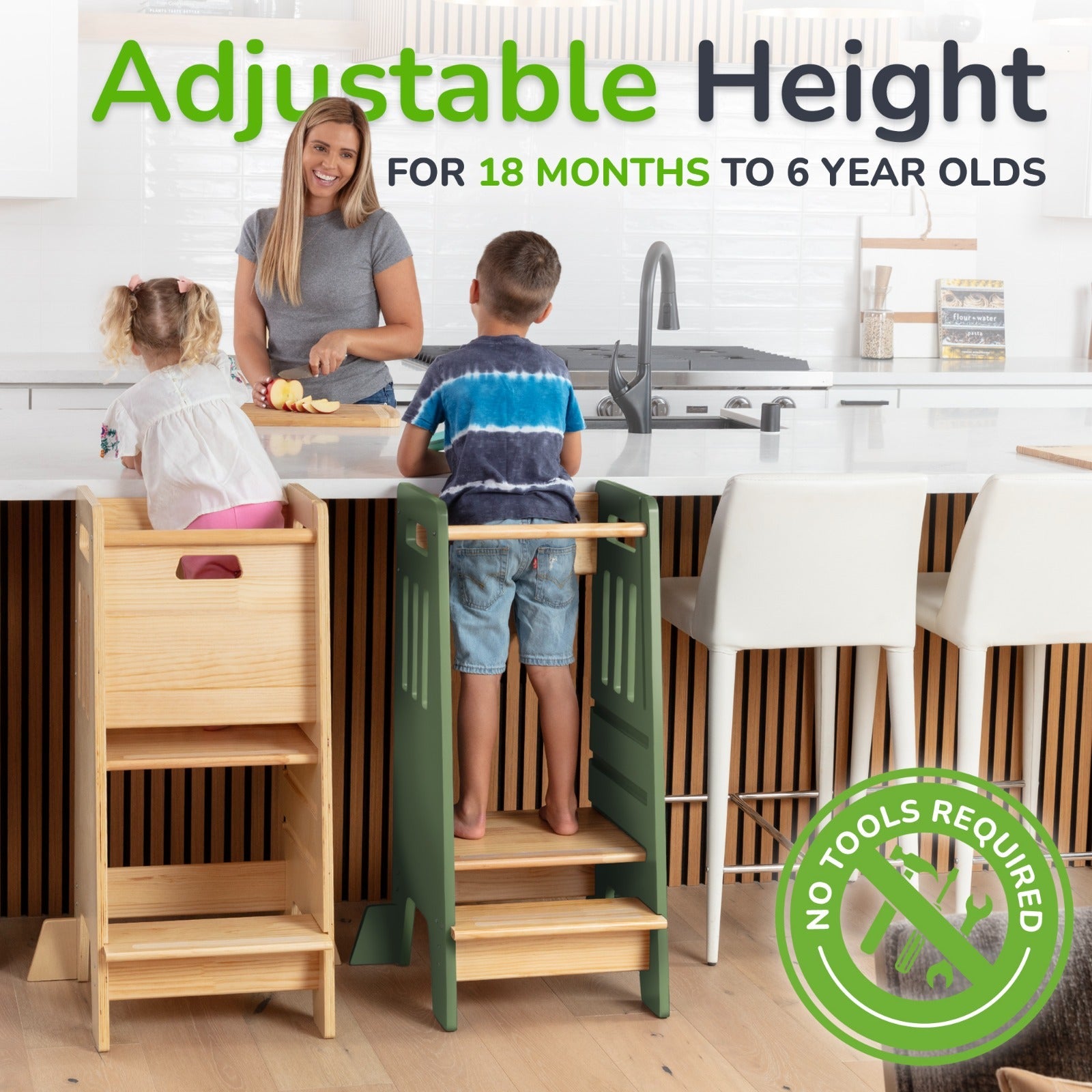 Standing Toddler Tower with Sliding Safety Door