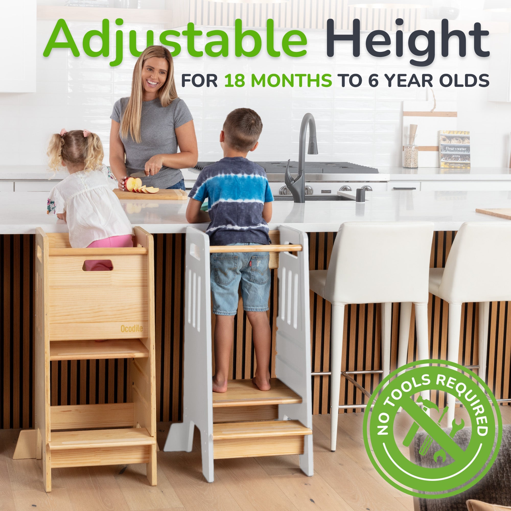 Standing Toddler Tower with Sliding Safety Door