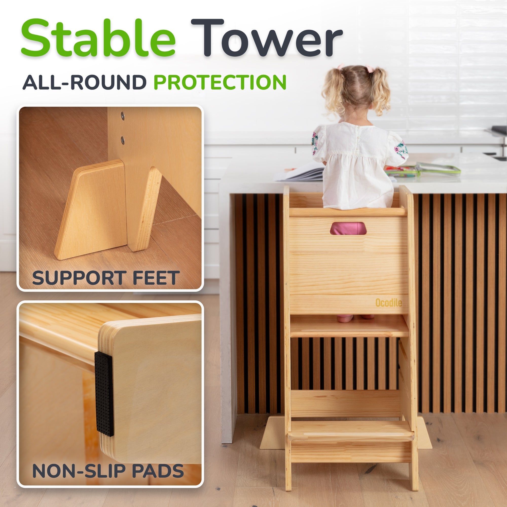 Standing Toddler Tower with Sliding Safety Door