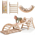 Montessori Pikler Triangle 4-in-1 Climbing Set for Toddlers – Triangle, Arch, Slide & Cushion