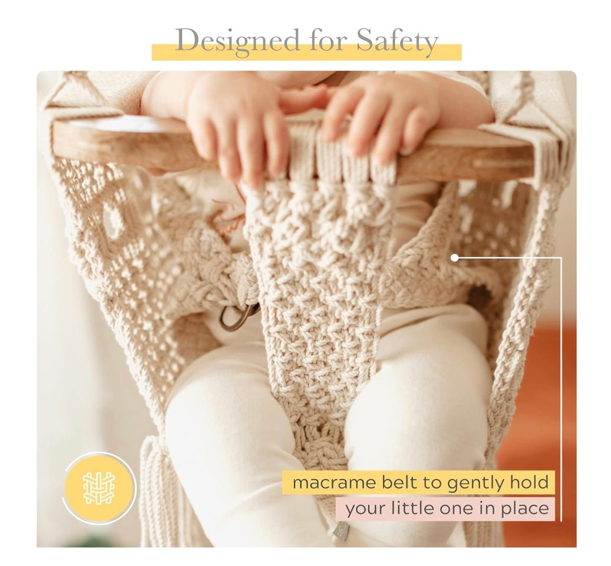 Handmade Organic Macrame Baby Swing – Boho Nursery Decor
