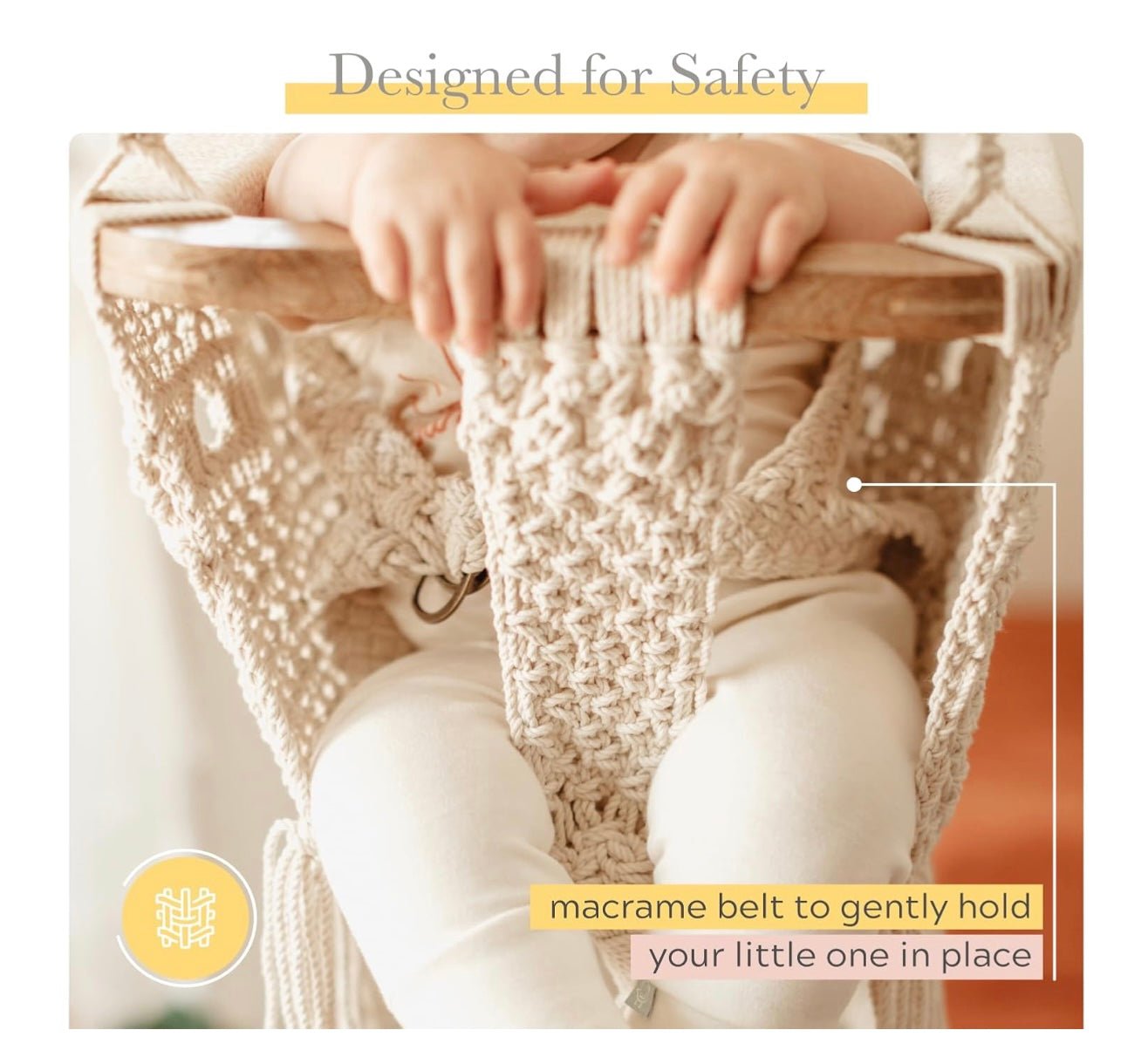 Handmade Organic Macrame Baby Swing – Boho Nursery Decor