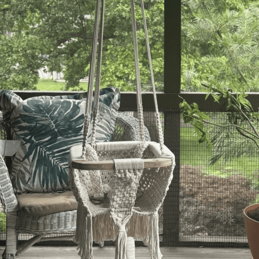 Handmade Organic Macrame Baby Swing – Boho Nursery Decor