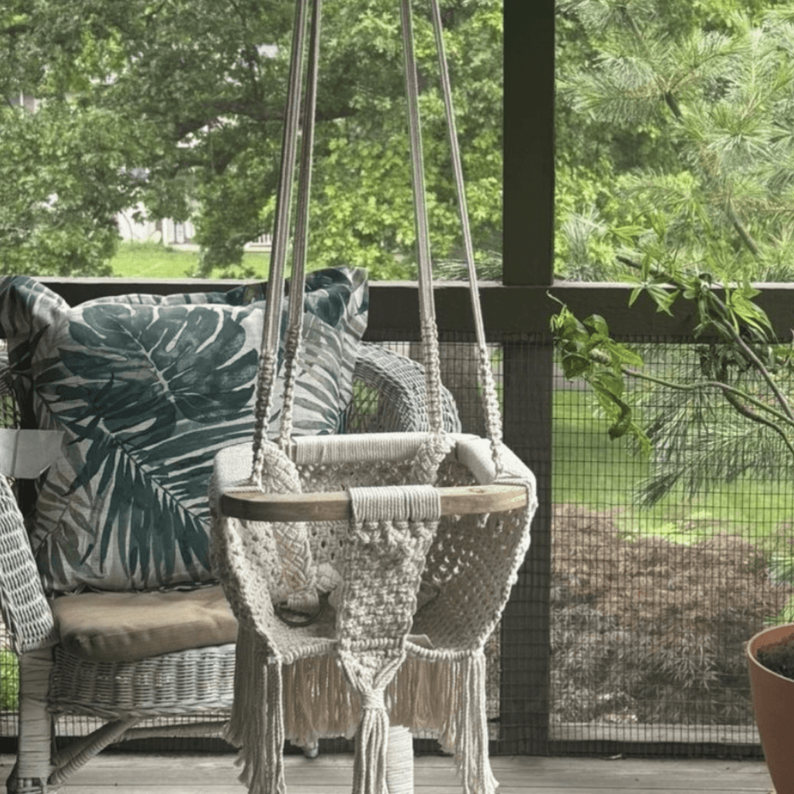 Handmade Organic Macrame Baby Swing – Boho Nursery Decor