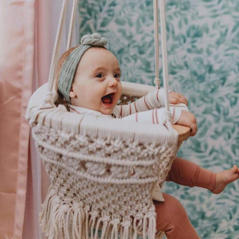 Handmade Organic Macrame Baby Swing – Boho Nursery Decor